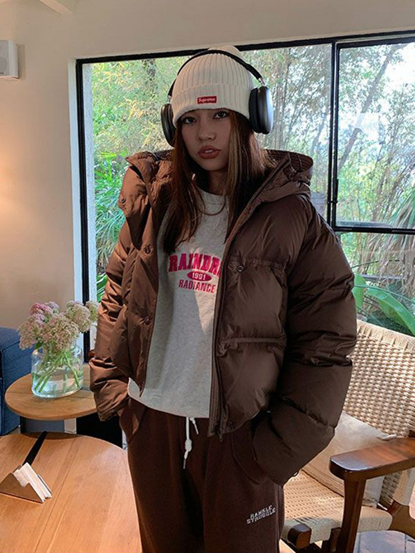 2023 m. žiemos moteriškos pūkinės striukės, šiltas laisvalaikio paltas su gobtuvu Moteriška striukė medvilninė paminkštinta parkas, atspari vėjui, šilti viršutiniai drabužiai