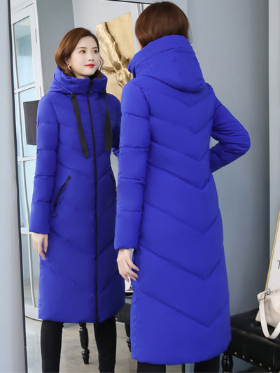 Jachetă căptușită din bumbac cu glugă de iarnă pentru femei Parka lungă, haină de zăpadă pentru femei, rezistentă la vânt, îmbrăcăminte caldă 6XL, vestă supradimensionată pentru femei