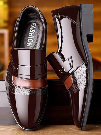 Pantofi de rochie pentru bărbați de designer Shadow Piele lacuită Pantofi de mire de mire de modă de lux Pantofi Oxford de lux în stil italian pentru bărbați Mărimea 48