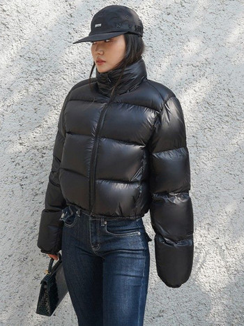 2023 Дамски зимни паркове Късо женско пухено яке Топло палто Свободно яке с памучна подплата Ветроустойчиво топло външно платно