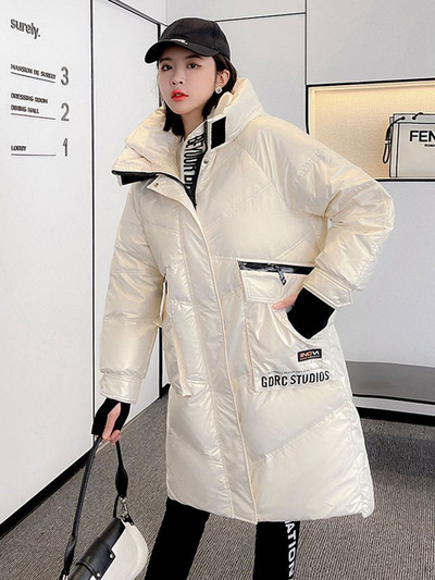 KBAT 2023, parka lucioasă din puf de rață, haină rezistentă la ploaie, lungă, călduroasă, jachete pentru femei, cu glugă, îmbrăcăminte pentru femei, rezistente la vânt