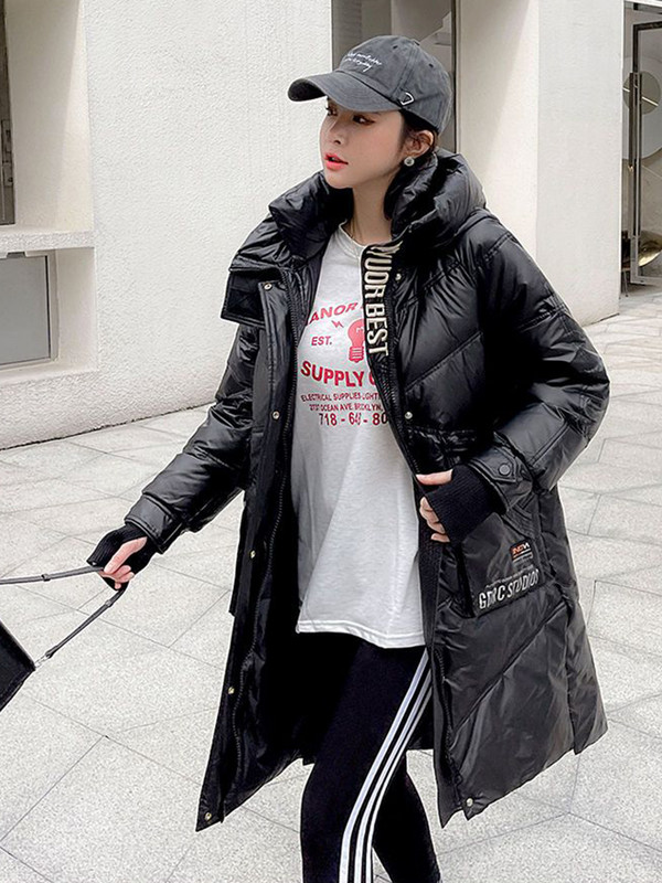 KBAT 2023, parka lucioasă din puf de rață, haină rezistentă la ploaie, lungă, călduroasă, jachete pentru femei, cu glugă, îmbrăcăminte pentru femei, rezistente la vânt