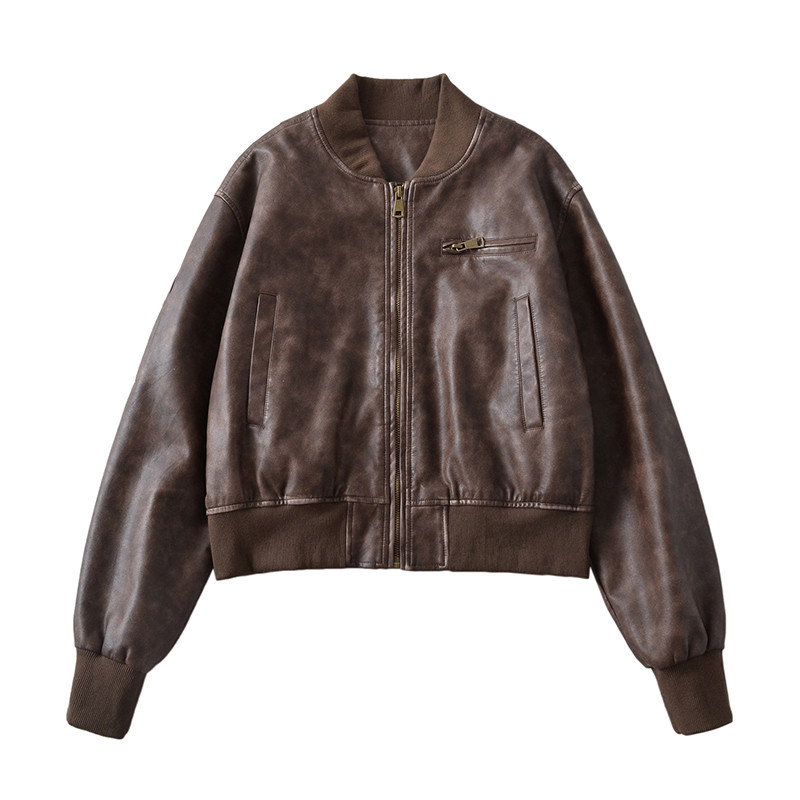 Jachetă scurtă din piele PU pentru fete pentru motociclete, 2023