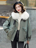 KBAT Jachetă nouă de iarnă pentru femei, cu guler mare de blană, parka caldă, din bumbac, căptușită, cu buzunar mare, îmbrăcăminte pentru femei, rezistentă la vânt