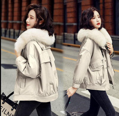 KBAT Jachetă nouă de iarnă pentru femei, cu guler mare de blană, parka caldă, din bumbac, căptușită, cu buzunar mare, îmbrăcăminte pentru femei, rezistentă la vânt