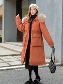 Iarna 2023, parka lungă nouă, pentru femei, cu mânecă lungă, cu glugă, jachete calde groase, modă coreeană, cu buzunar mare, haină rezistentă la vânt pentru femei