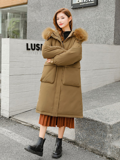 Iarna 2023, parka lungă nouă, pentru femei, cu mânecă lungă, cu glugă, jachete calde groase, modă coreeană, cu buzunar mare, haină rezistentă la vânt pentru femei