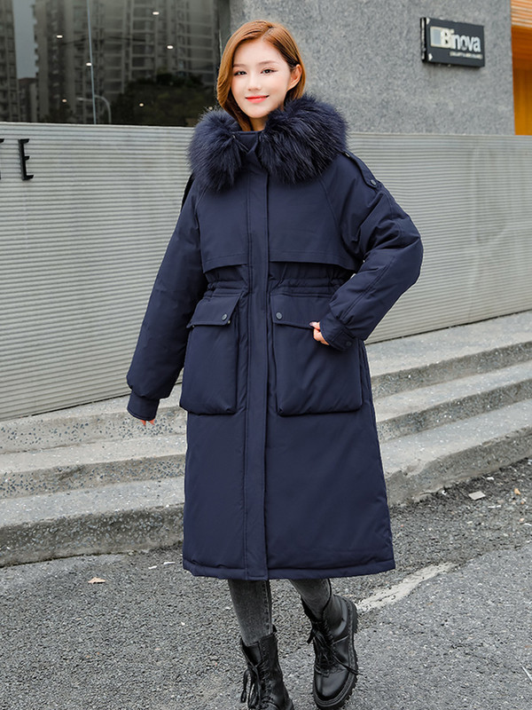 Iarna 2023, parka lungă nouă, pentru femei, cu mânecă lungă, cu glugă, jachete calde groase, modă coreeană, cu buzunar mare, haină rezistentă la vânt pentru femei