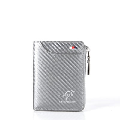 Portofel cangur Portofel bărbătesc din piele PU cu blocare RFID pentru bărbați, cu fermoar, cu fermoar, portabil pentru carduri de credit, de înaltă calitate