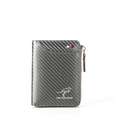 Portofel cangur Portofel bărbătesc din piele PU cu blocare RFID pentru bărbați, cu fermoar, cu fermoar, portabil pentru carduri de credit, de înaltă calitate