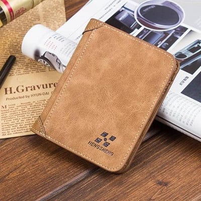 Portofel cangur Portofel bărbătesc din piele PU cu blocare RFID pentru bărbați, cu fermoar, cu fermoar, portabil pentru carduri de credit, de înaltă calitate