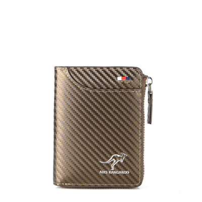 Portofel cangur Portofel bărbătesc din piele PU cu blocare RFID pentru bărbați, cu fermoar, cu fermoar, portabil pentru carduri de credit, de înaltă calitate