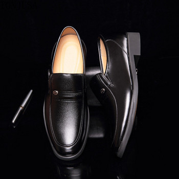 Кожени мъжки официални обувки Луксозна марка 2022 г. Мъжки мокасини Рокля Мокасини Дишащи черни обувки без приплъзване Големи размери 38-44