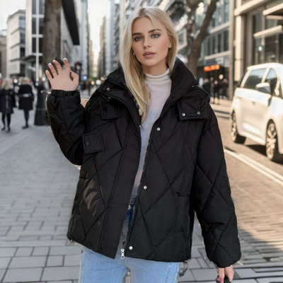 Jachetă căptușită din bumbac pentru femei, iarnă 2023, parka cu glugă, jachetă puf pentru femei, ultra ușoară, caldă, ocazională.