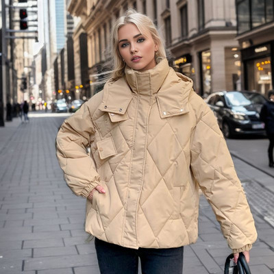 Jachetă căptușită din bumbac pentru femei, iarnă 2023, parka cu glugă, jachetă puf pentru femei, ultra ușoară, caldă, ocazională.