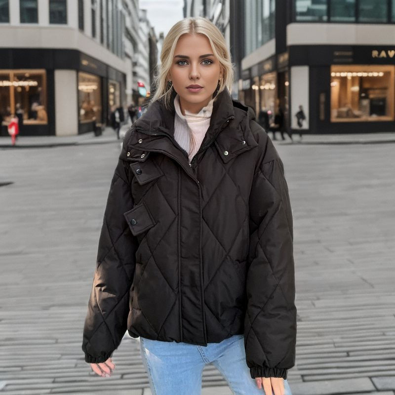Jachetă căptușită din bumbac pentru femei, iarnă 2023, parka cu glugă, jachetă puf pentru femei, ultra ușoară, caldă, ocazională.