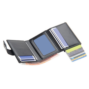 Нов държач за кредитна карта за бизнес ID Мъже и жени Метална RFID ретро алуминиева кутия PU кожен портфейл за карта Бележка Карбон