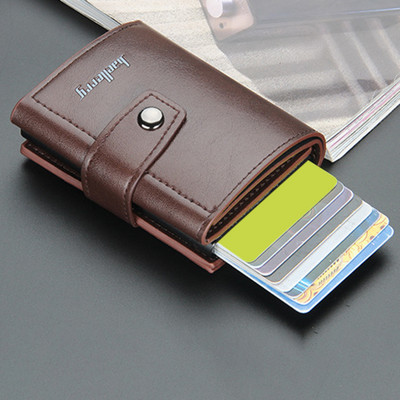 New Business ID Suport card de credit bărbați și femei metal RFID vintage cutie din aluminiu PU piele portofel card note carbon