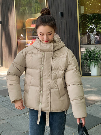 2023 Зимни дамски пухени парки с качулка, памучно подплатено яке, топло ежедневно палто, женско пухено яке, ветроустойчиво палто от парка