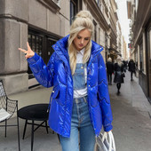 Parka de iarnă 2023 pentru femei, ultra ușoară, calduroasă, ocazională, jachetă puf pentru femei, guler vertical, pardesiu căptușit din bumbac, îmbrăcăminte groasă