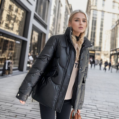 Parka de iarnă 2023 pentru femei, ultra ușoară, calduroasă, ocazională, jachetă puf pentru femei, guler vertical, pardesiu căptușit din bumbac, îmbrăcăminte groasă