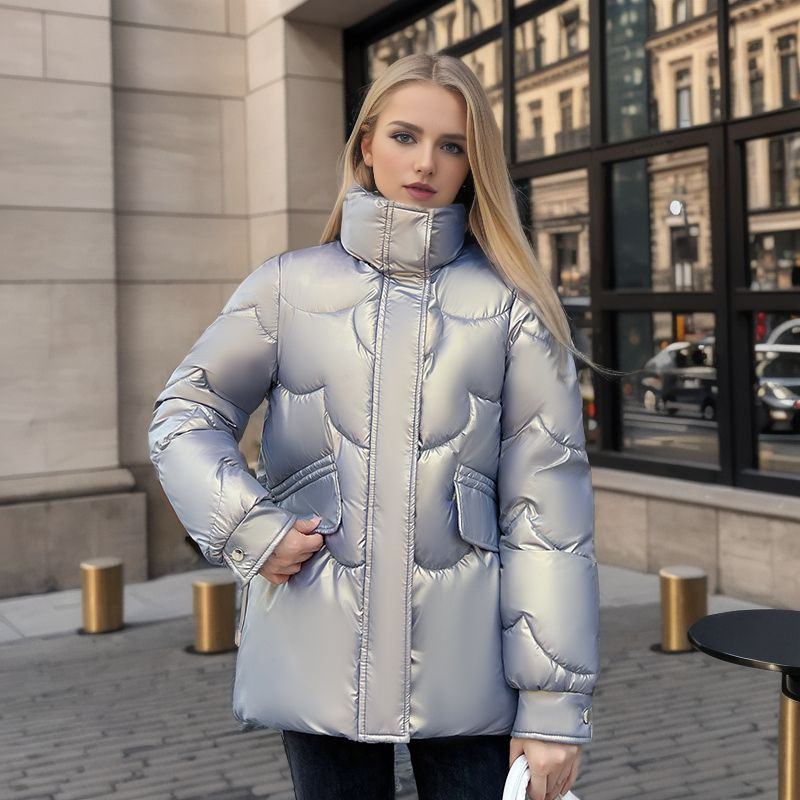 Parka de iarnă 2023 pentru femei, ultra ușoară, calduroasă, ocazională, jachetă puf pentru femei, guler vertical, pardesiu căptușit din bumbac, îmbrăcăminte groasă