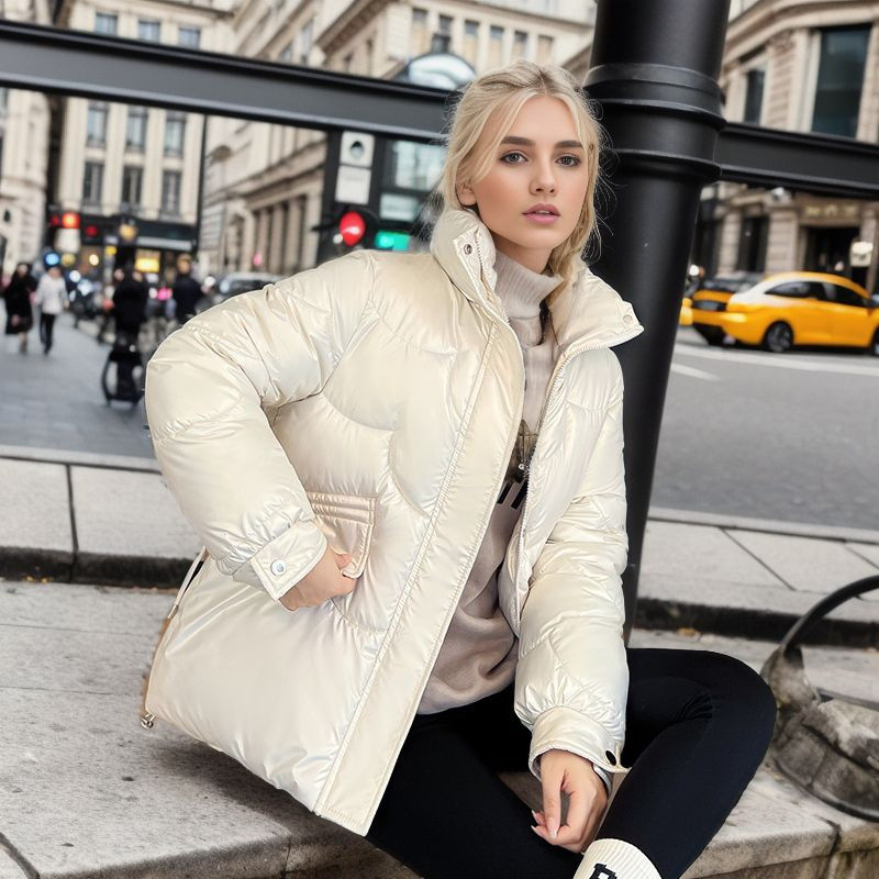 Parka de iarnă 2023 pentru femei, ultra ușoară, calduroasă, ocazională, jachetă puf pentru femei, guler vertical, pardesiu căptușit din bumbac, îmbrăcăminte groasă