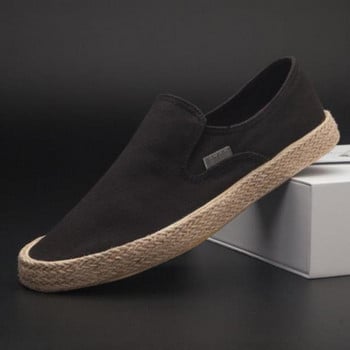 Μαύρα Ανδρικά παπούτσια με μαλακό πάτο, casual loafers, αναπνεύσιμα μονόχρωμα ανδρικά παπούτσια από καμβά