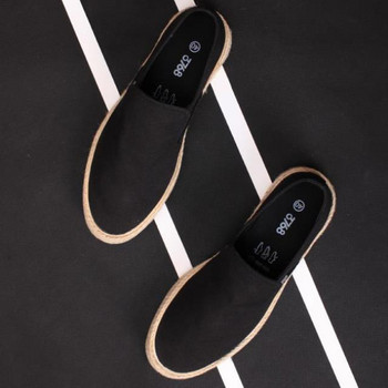 Μαύρα Ανδρικά παπούτσια με μαλακό πάτο, casual loafers, αναπνεύσιμα μονόχρωμα ανδρικά παπούτσια από καμβά