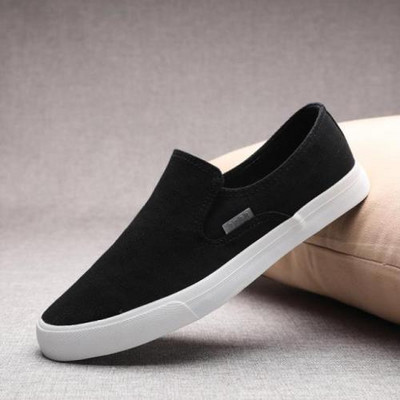 Pantofi negri de înaltă calitate pentru bărbați ocazional pantofi de pânză pentru bărbați, solidi, respirabili, pantofi pentru bărbați cu fund moale