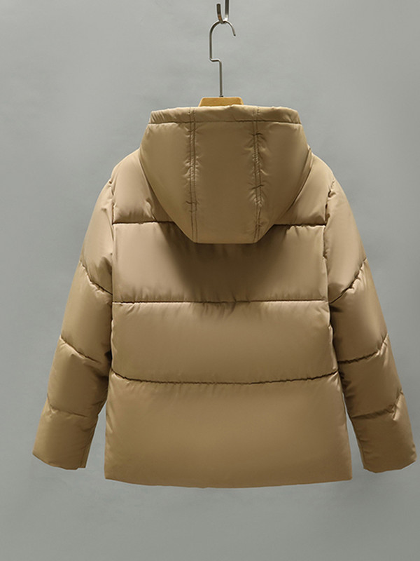 Jachetă pufă coreeană 2023, jachetă cu glugă, pentru femei, iarnă, groasă, lejeră, ocazională, căptușită, din bumbac, scurtă.
