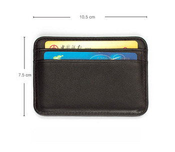 Нов тънък мъжки портфейл от 100% Мъжки тънък мини ID държач за кредитна карта Малка портмоне за мъж