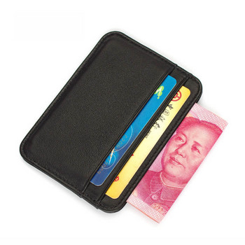 Нов тънък мъжки портфейл от 100% Мъжки тънък мини ID държач за кредитна карта Малка портмоне за мъж