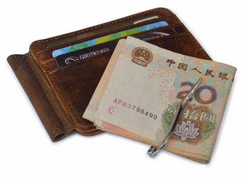 Щипка за пари от кожа Винтидж дизайнерски тънък мъжки портфейл с 12 слота за карти Тънки портмонета за мъже