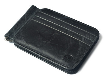 Щипка за пари от кожа Винтидж дизайнерски тънък мъжки портфейл с 12 слота за карти Тънки портмонета за мъже