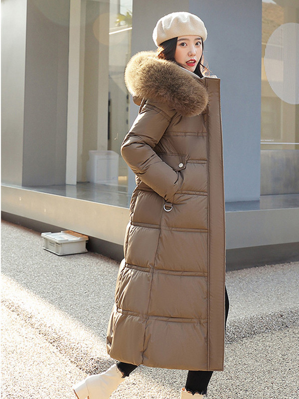 KBAT Parka pentru femei noi de iarnă pentru doamne, ocazional, haine lungi, jachete pentru femei, cu glugă, guler de blană, parkas din bumbac, haină caldă.