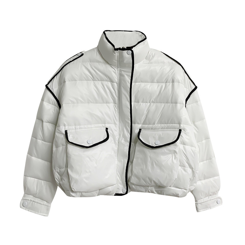 KBAT juodas blizgus parko paltas, moteriškas naujos mados storas žiemos laisvas trumpas striukė, atsparus vėjui, lietaus šiltas viršutinis drabužis