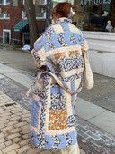 2023 Duga prošivena jakna s patchwork cvjetnim uzorkom za žene Zimske kapute s pamukom podstavljene na vezanje Ženska šik ulična gornja odjeća