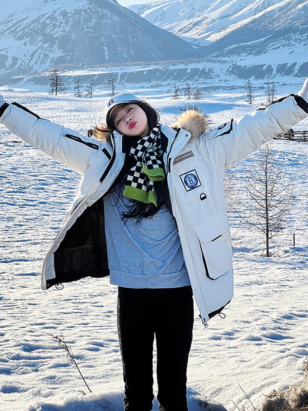 Jachetă de iarnă KBAT pentru femei Parka Mantocă groasă pentru femei cu guler mare de blană Jachetă de zăpadă caldă pentru femeie Palton căptușit din bumbac