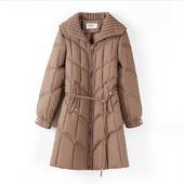 Iarna 2023, parkas lungi, calduroase, jachetă puf pentru femeie, cu guler răsturnat, haină lejeră, pardesiu la modă pentru femei, îmbrăcăminte capitonată din bumbac