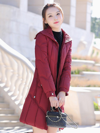 Iarna 2023, parkas lungi, calduroase, jachetă puf pentru femeie, cu guler răsturnat, haină lejeră, pardesiu la modă pentru femei, îmbrăcăminte capitonată din bumbac