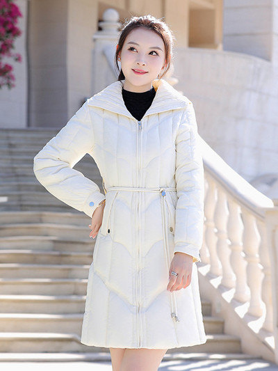 Iarna 2023, parkas lungi, calduroase, jachetă puf pentru femeie, cu guler răsturnat, haină lejeră, pardesiu la modă pentru femei, îmbrăcăminte capitonată din bumbac