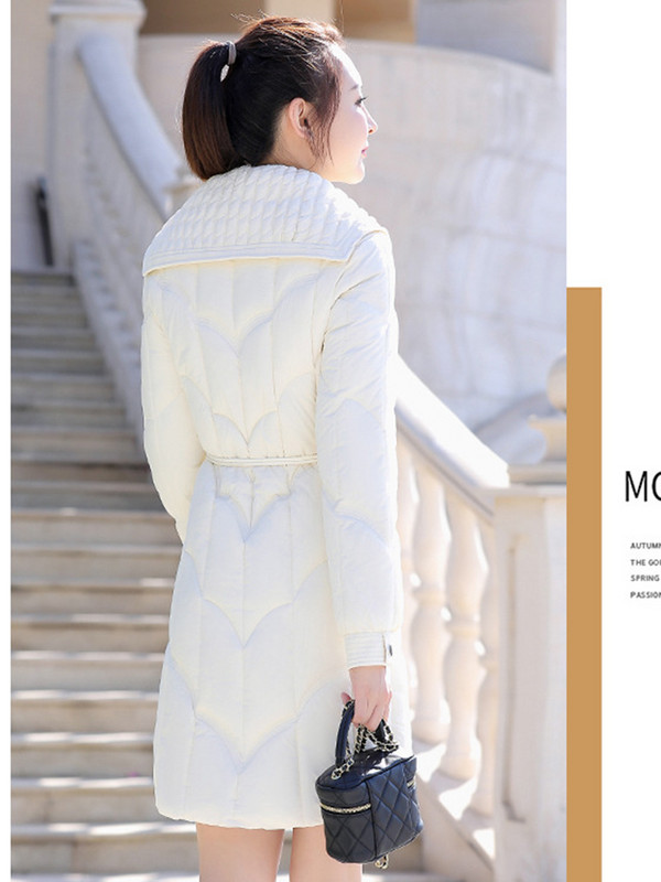 Iarna 2023, parkas lungi, calduroase, jachetă puf pentru femeie, cu guler răsturnat, haină lejeră, pardesiu la modă pentru femei, îmbrăcăminte capitonată din bumbac