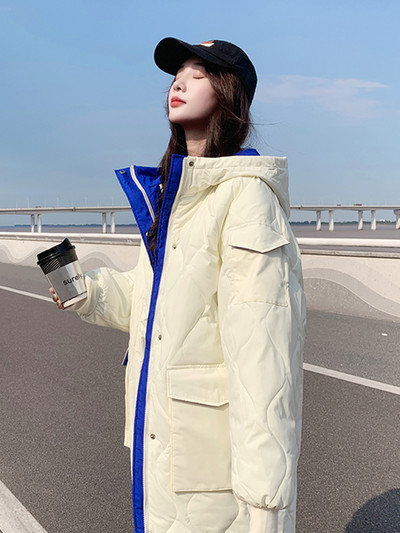 KBAT Zimske deblje ženske tople parke, duge jakne, snježni kaput, ženske ležerne široke puferice, jakne s kapuljačom i velikim džepovima, gornja odjeća