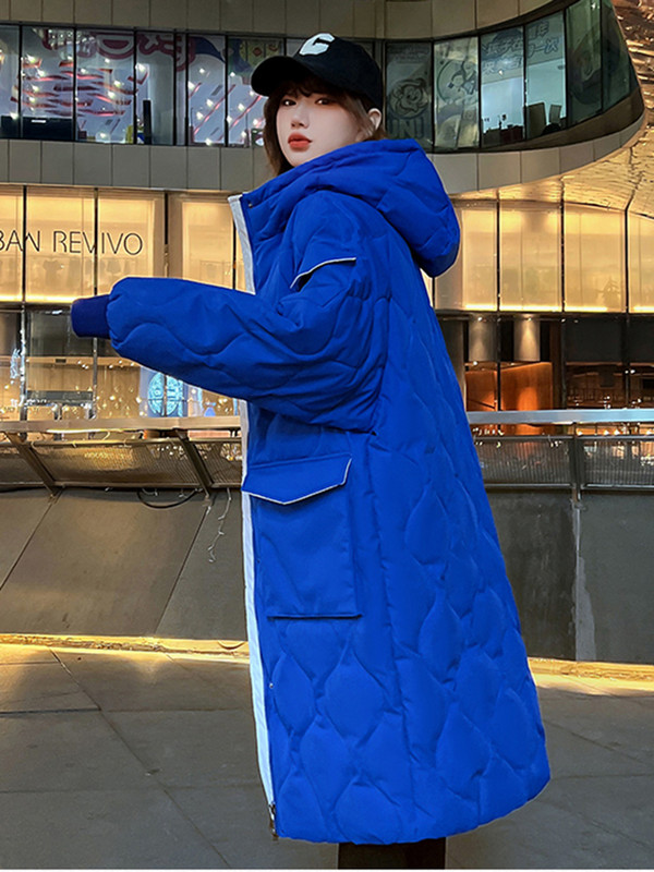 KBAT Zimske deblje ženske tople parke, duge jakne, snježni kaput, ženske ležerne široke puferice, jakne s kapuljačom i velikim džepovima, gornja odjeća