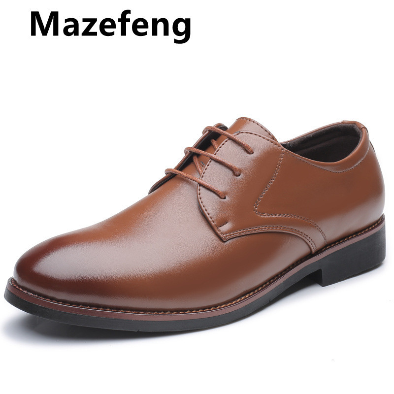 Mazefeng, pantofi formali din piele de marca pentru bărbați, pantofi de rochie cu șireturi, oxford, pantofi retro de modă, încălțăminte de lucru elegantă, livrare drop-uri