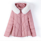 Iarna 2023 Parka cu glugă cu guler mare de blană pentru femei, haină ultra ușoară, caldă, casual, parcă căptușită din bumbac, jachetă puf pentru femei