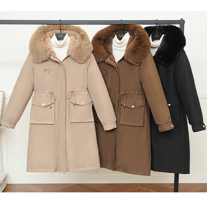 2023, noua iarnă, parka pentru femei, jachete lungi, căptușeală de blană detașabilă, cu glugă, parcă groasă și caldă, haină pentru femei.
