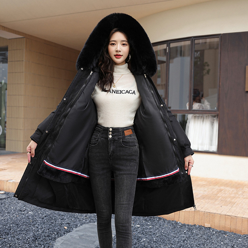 2023, noua iarnă, parka pentru femei, jachete lungi, căptușeală de blană detașabilă, cu glugă, parcă groasă și caldă, haină pentru femei.