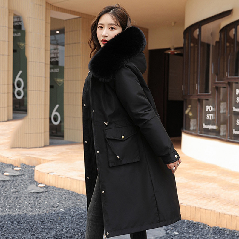 2023, noua iarnă, parka pentru femei, jachete lungi, căptușeală de blană detașabilă, cu glugă, parcă groasă și caldă, haină pentru femei.